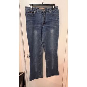 Prince Bright Jeans Womens Bootcut Stretch Flared Denim Blue Medium Wash Size 32